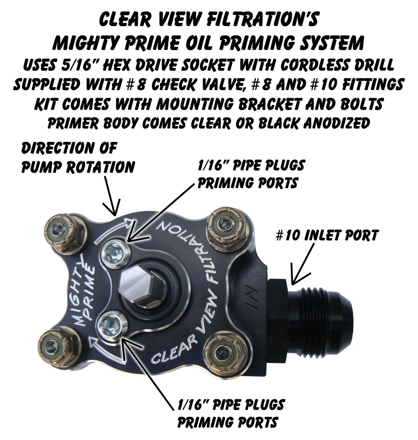 Mighty Prime BlackOut Engine Primer use w- 4in Filter