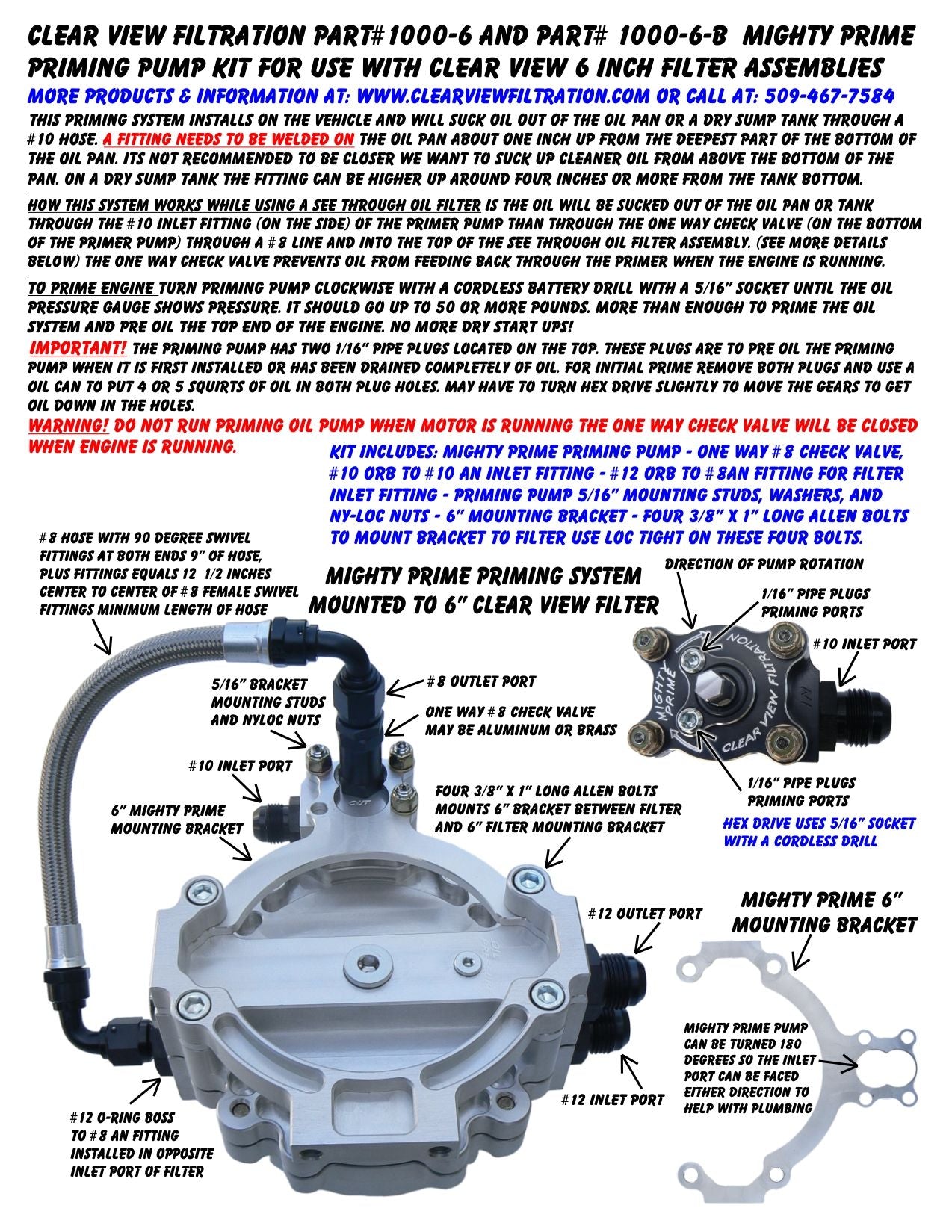 Mighty Prime BlackOut Engine Primer use w- 6in Filter
