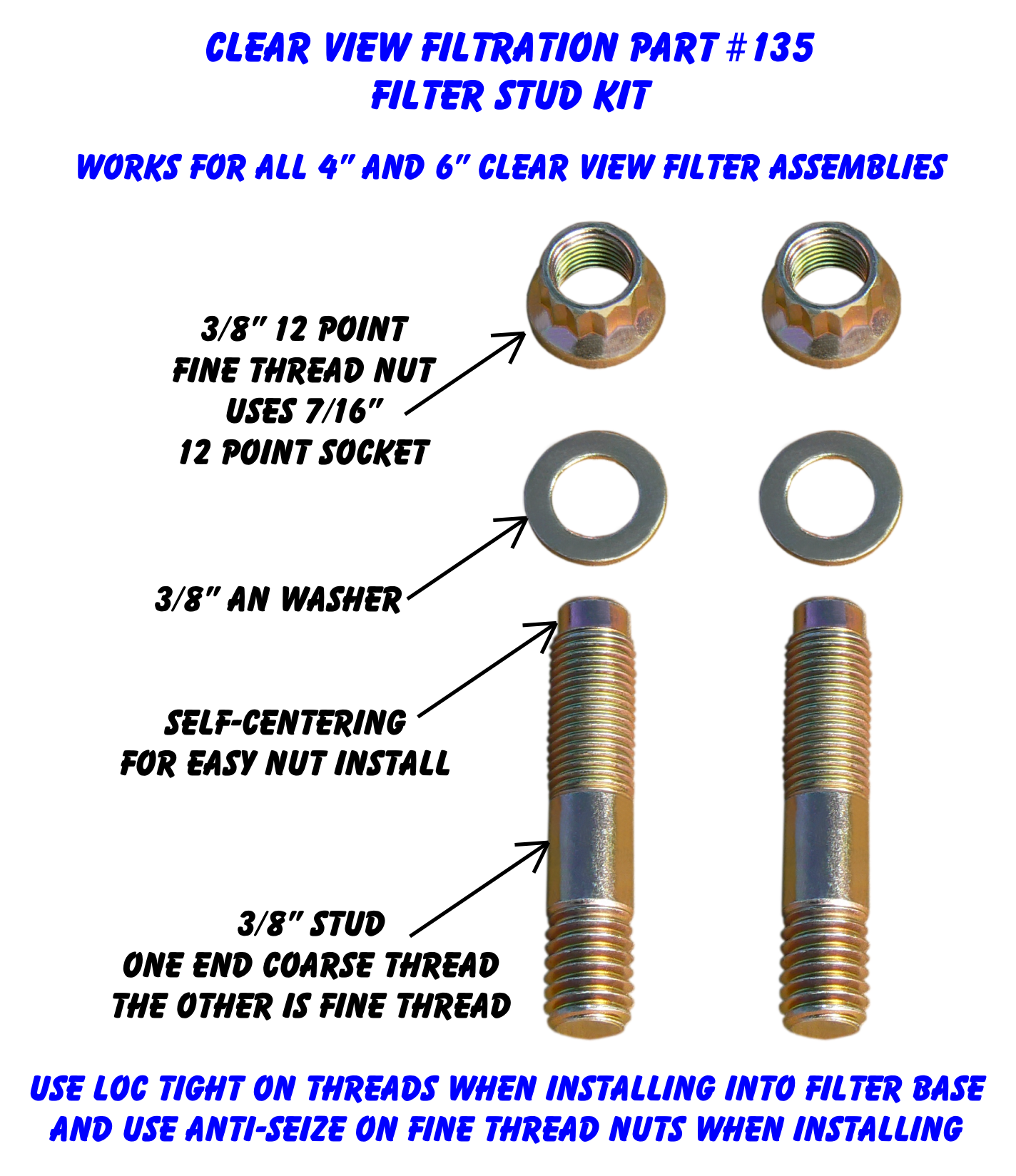Replacement Filter Stud Kit 135