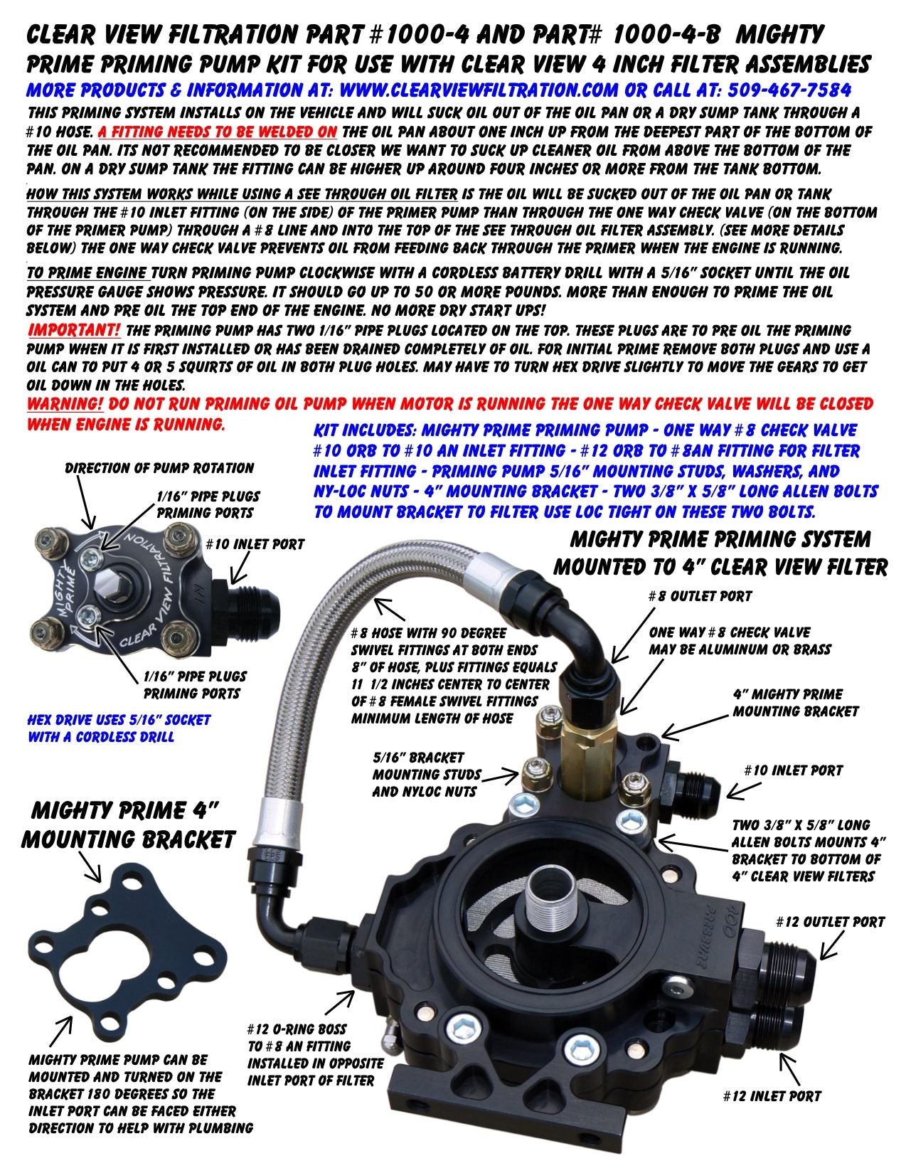 Mighty Prime BlackOut Engine Primer use w- 4in Filter