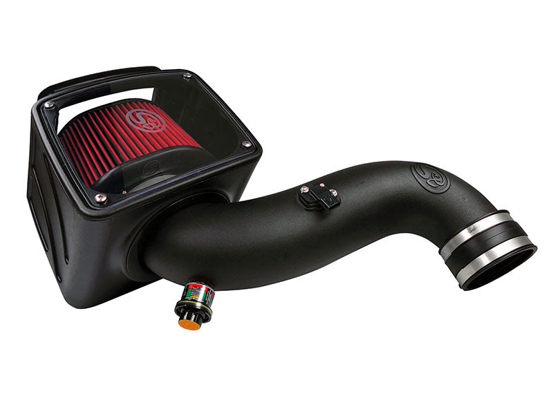 Cold Air Intake For 07-10 Chevrolet Silverado GMC Sierra V8-6.6L LMM Duramax Cotton Cleanable Red S B