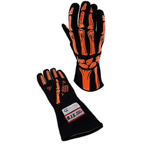 Double Layer Orange Skeleton Gloves X-Large