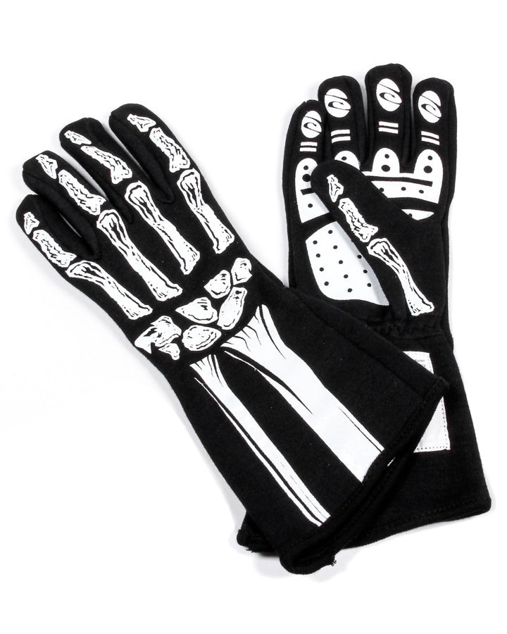 Double Layer White Skeleton Gloves Small